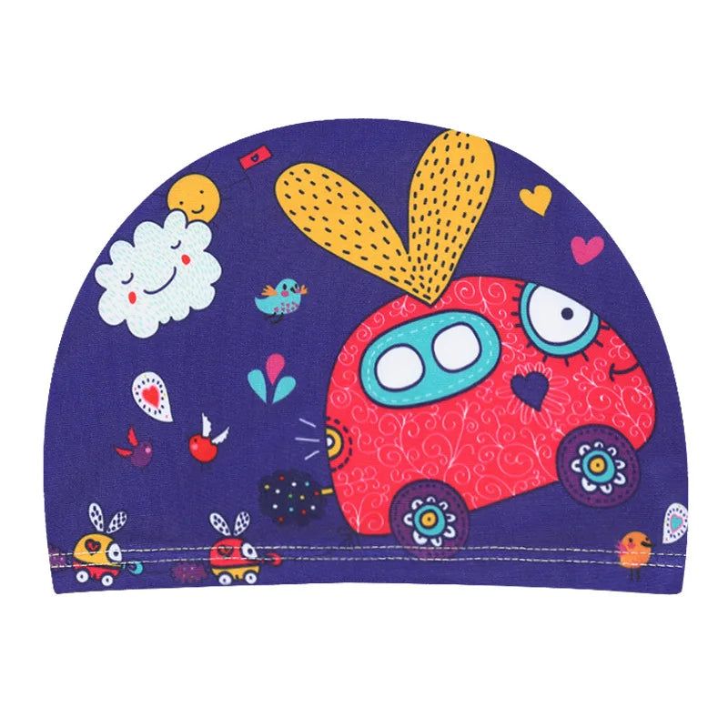 SplashBuddy Cartoon Swim Cap - Fun, Comfort, and Ear Protection for Kids