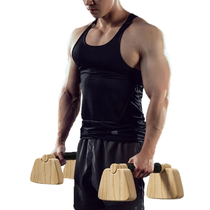 Pull Up Stand Handles – Wooden Push-Up Bar for Strength & Stability