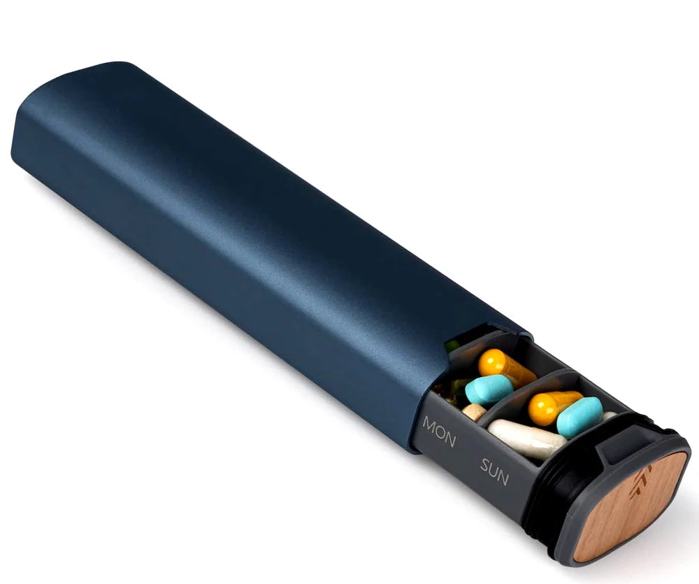 Premium Aluminum and Wood PillBox - Practicality & Style