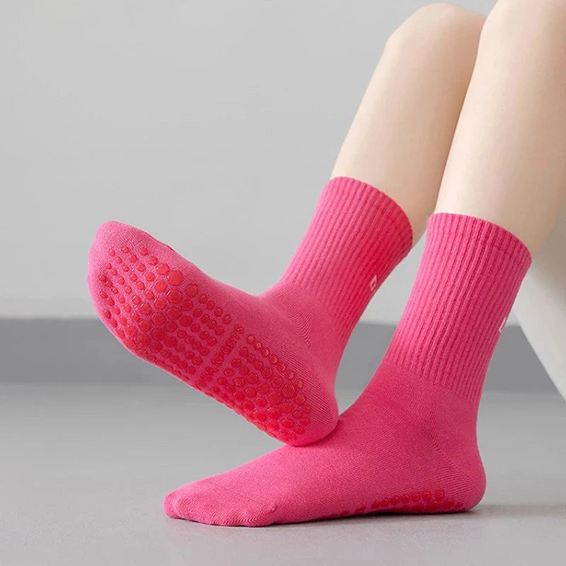 GripFit Mid-Calf Yoga Socks – Non-Slip Striped Socks for Pilates, Yoga & Training