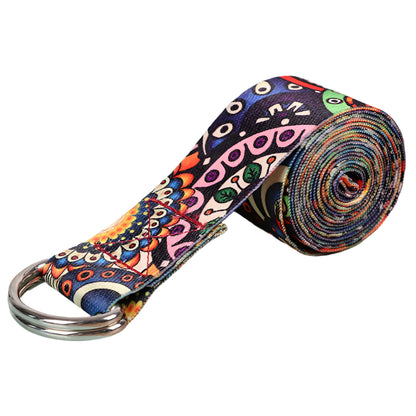 PosePro Adjustable Yoga Strap – Printed D-Ring Stretch Belt for Flexibility & Support