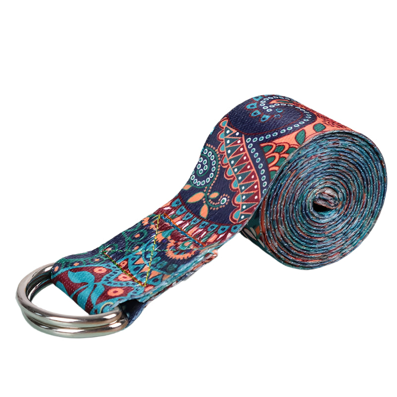 PosePro Adjustable Yoga Strap – Printed D-Ring Stretch Belt for Flexibility & Support