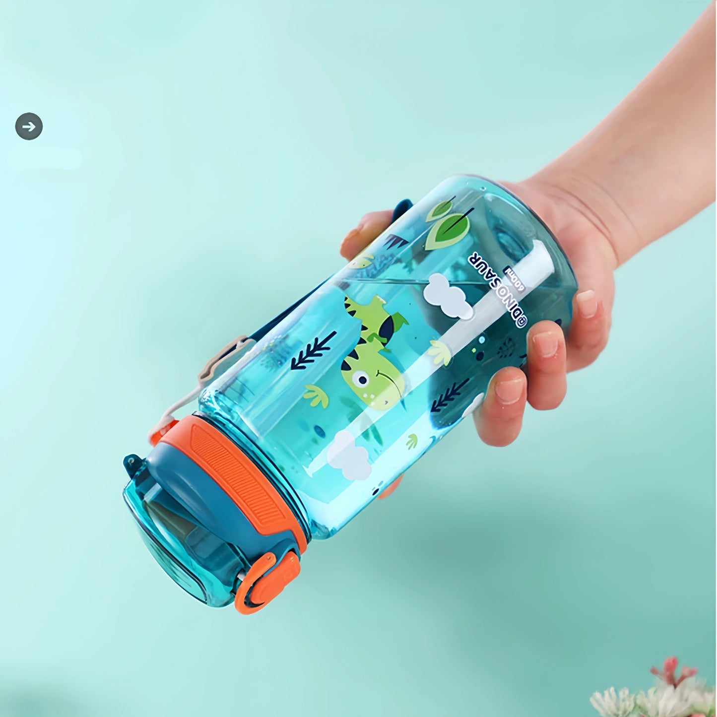 600ml Dinosaur Kids Water Bottle – Leakproof Sippy Cup with Silicone Straw
