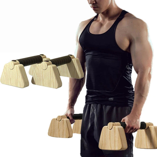Pull Up Stand Handles – Wooden Push-Up Bar for Strength & Stability