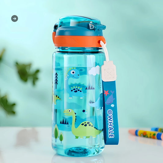 600ml Dinosaur Kids Water Bottle – Leakproof Sippy Cup with Silicone Straw