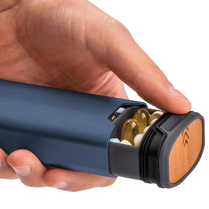 Premium Aluminum and Wood PillBox - Practicality & Style