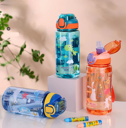 600ml Dinosaur Kids Water Bottle – Leakproof Sippy Cup with Silicone Straw