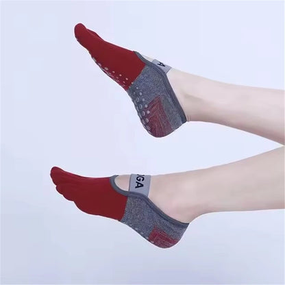 Non-Slip Five Toe Yoga Socks – Breathable Cotton Grip Socks