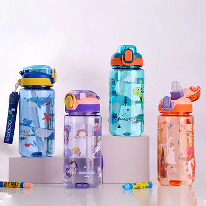 600ml Dinosaur Kids Water Bottle – Leakproof Sippy Cup with Silicone Straw