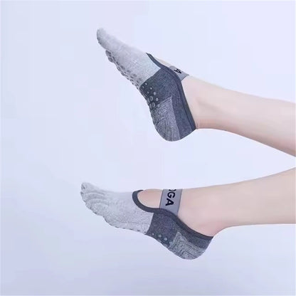 Non-Slip Five Toe Yoga Socks – Breathable Cotton Grip Socks