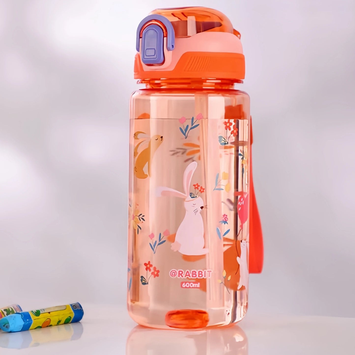 600ml Dinosaur Kids Water Bottle – Leakproof Sippy Cup with Silicone Straw