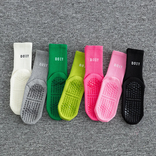 GripFit Mid-Calf Yoga Socks – Non-Slip Striped Socks for Pilates, Yoga & Training